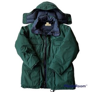 Eddie Bauer Ridgeline Parka Vintage Green and Navy Hooded Coat  Mens Large